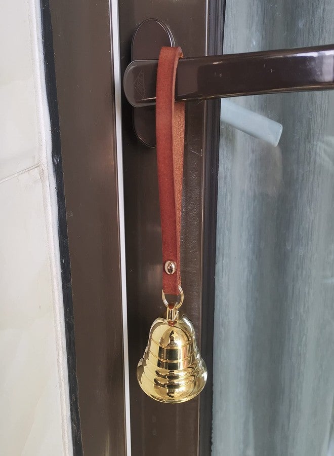 KMOATIM Brass Hanging Bell for Door Knob Decoration, Gold Home Garden Christmas Decor Shopkeepers Bell on Leather Rope Xmas DIY - Image 3