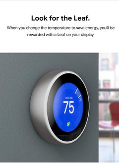 Google Nest 3rd Generation Learning Programmable Thermostat Stainless Steel - T3007ES  - Image 3