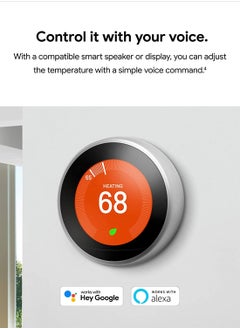 Google Nest 3rd Generation Learning Programmable Thermostat Stainless Steel - T3007ES  - Image 4
