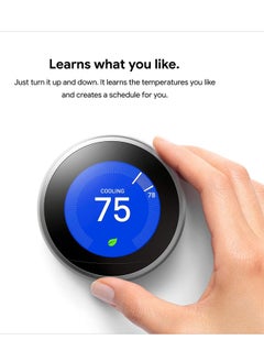 Google Nest 3rd Generation Learning Programmable Thermostat Stainless Steel - T3007ES  - Image 5