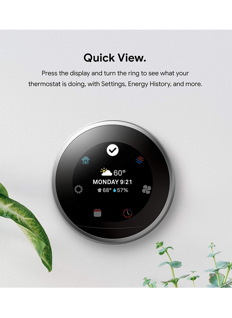 Google - Nest 3rd Generation Learning Programmable Thermostat Stainless Steel - T3007ES - Image 1