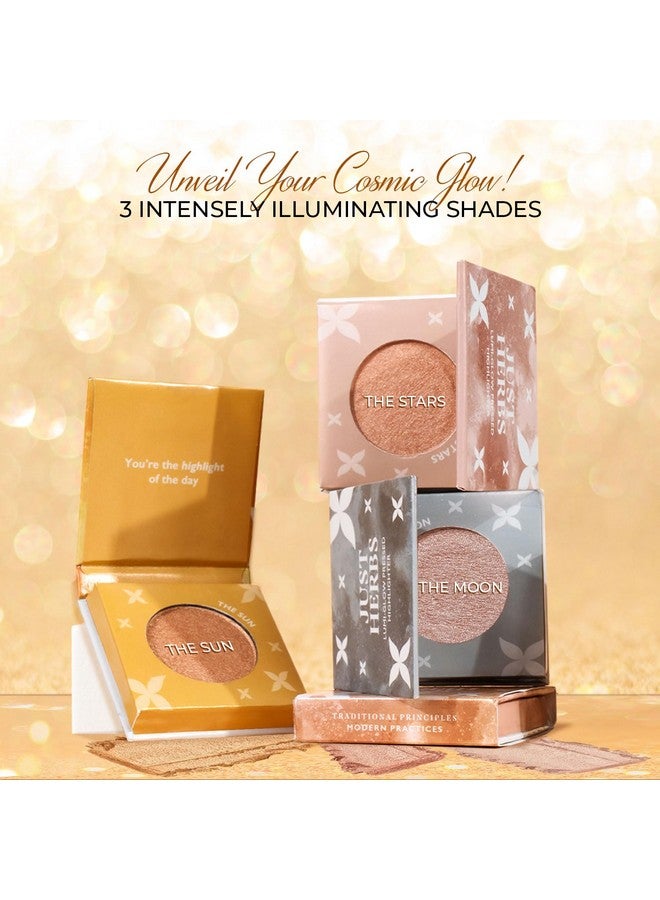 جاست هيربز هايلايتر مضغوط لومي جلو لمكياج الوجه بزبدة الشيا + فيتامين سي، 3.5 جرام (القمر) - Image 5