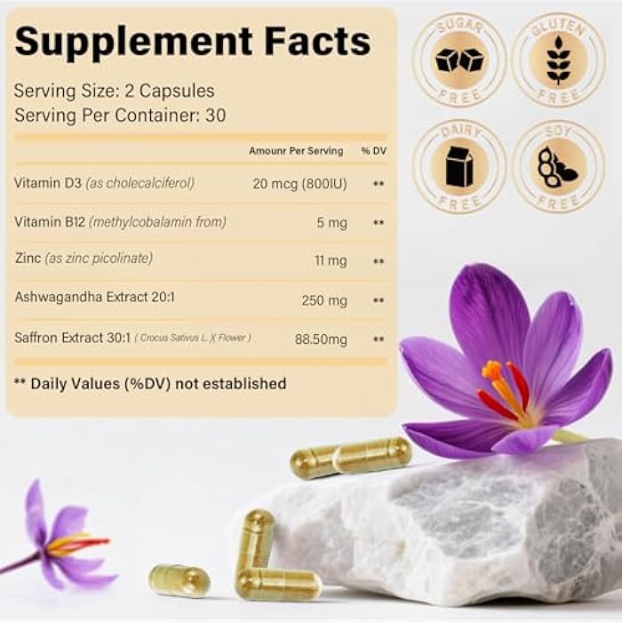 Rolphood Saffron Extract Supplements Capsules 88.5mg Natural Saffron Supplements for Mood, Energy & Vision Support-Non-GMO,Vegan,60 Capsules - Image 2