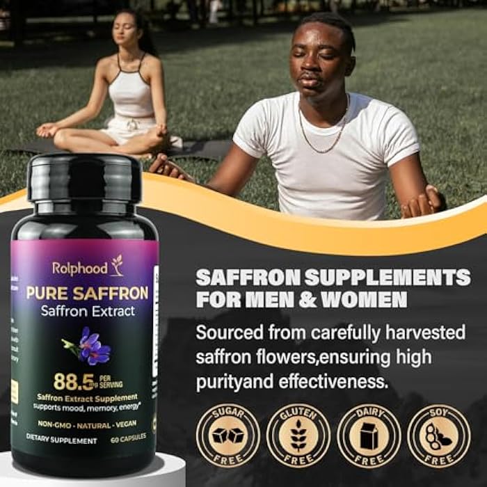 Rolphood Saffron Extract Supplements Capsules 88.5mg Natural Saffron Supplements for Mood, Energy & Vision Support-Non-GMO,Vegan,60 Capsules - Image 5