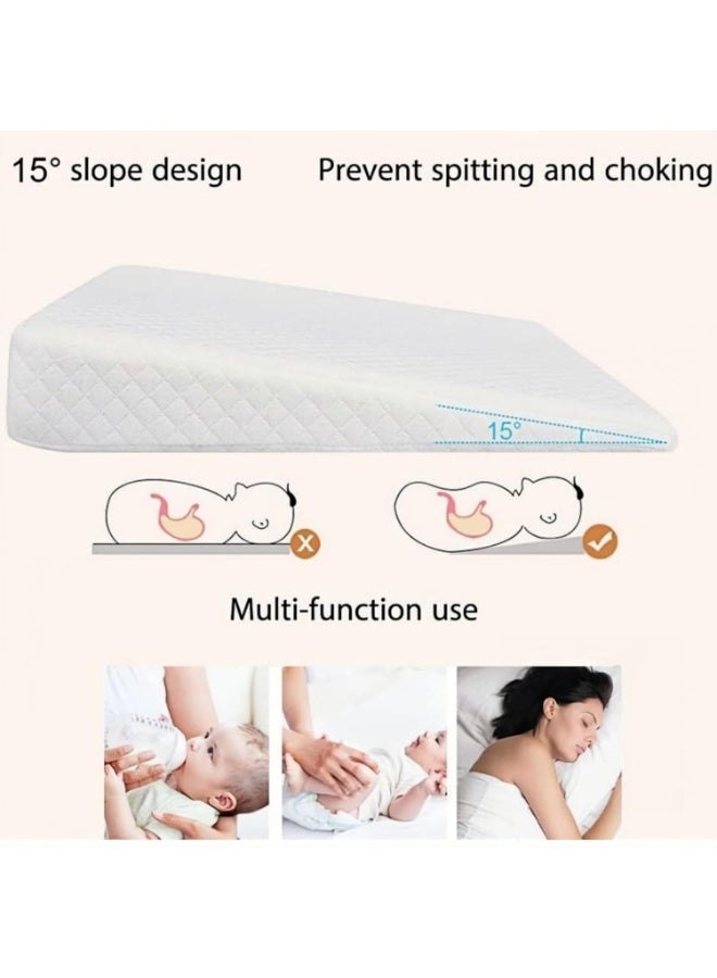 Baby Wedge Pillow with 15° Incline, Memory Foam & Washable Cover for Acid Reflux & Breathing - Image 3