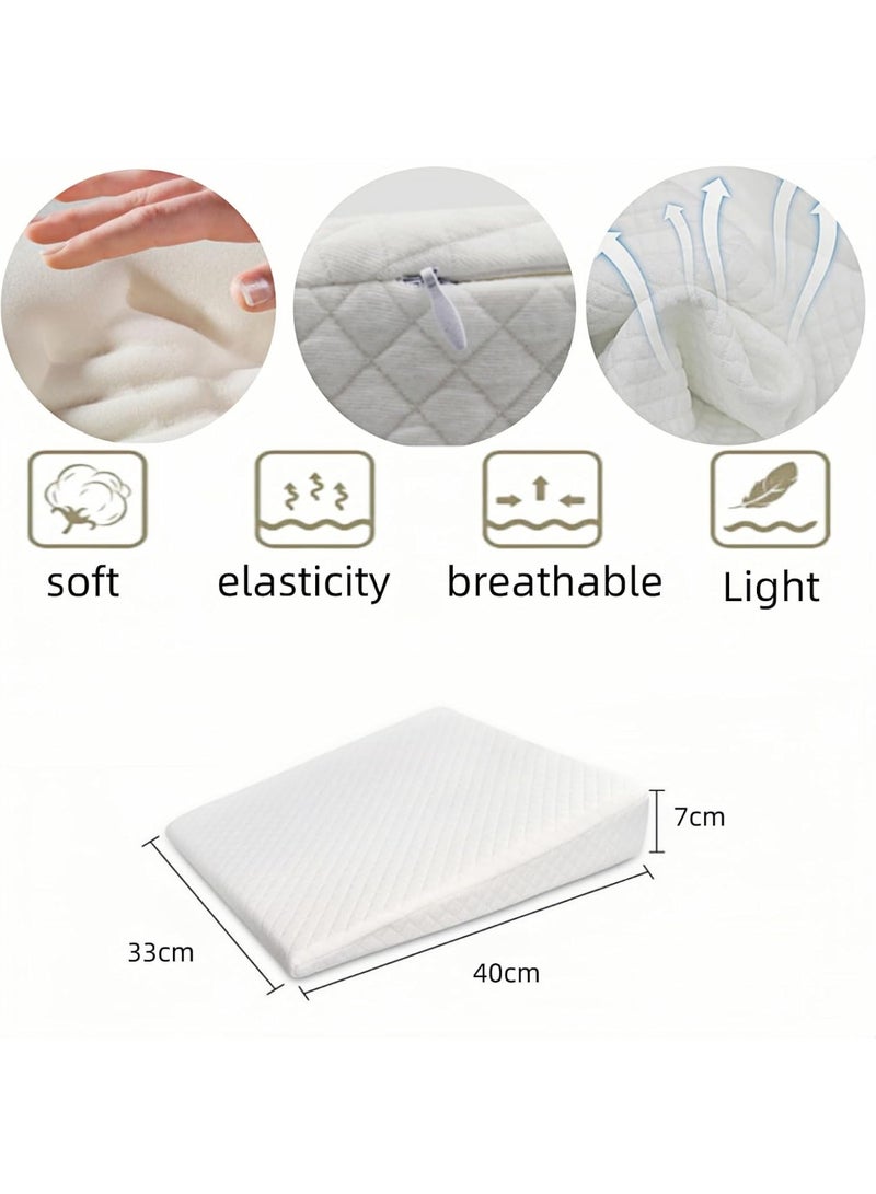 Baby Wedge Pillow with 15° Incline, Memory Foam & Washable Cover for Acid Reflux & Breathing - Image 2