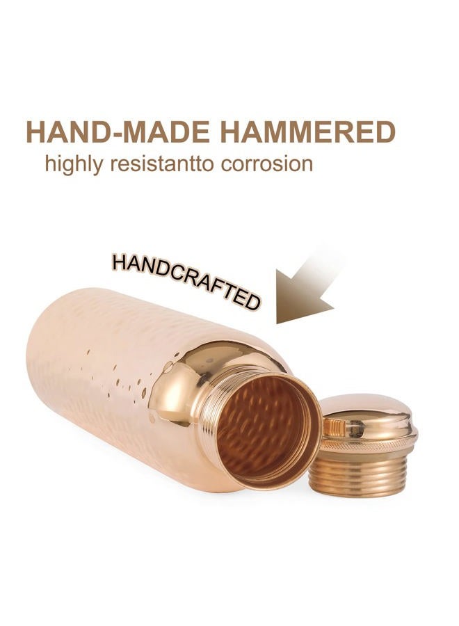 Copper Cure Pure Copper Water Bottle with an Exclusive Copper Cure Bottle Jute Bag- Solid Copper Handcrafted Hammered Bottle, Capacity 34 Oz/1000 ml Copper Bottle for Home, Office, Hotel and Gifting - Image 5