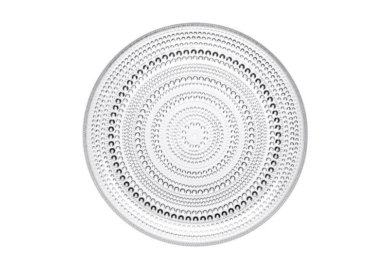 Iittala Kastehelmi Dew Drop Round Clear Glass Plate, 9-3/4-Inch Diameter