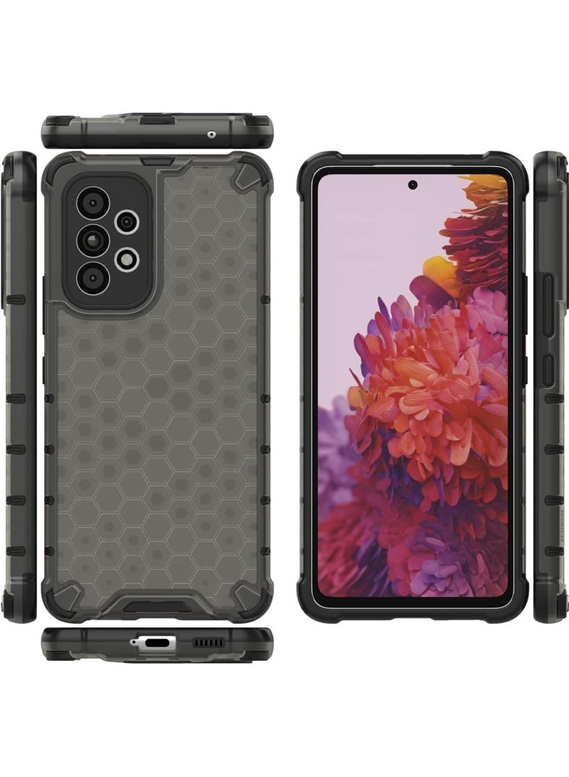 جراب حماية بتصميم خلية النحل، مقاوم للصدمات مع حماية للكاميرا متوافق مع Samsung galaxy A73 (رمادي) - Image 1