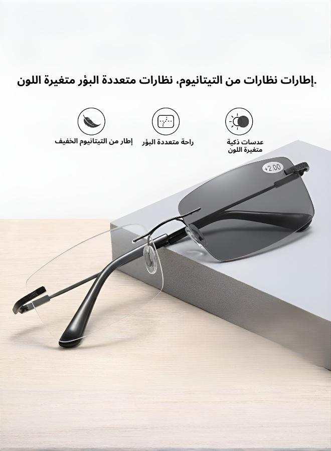 نظارات قراءة بدون إطار خفيفة الوزن بتقنية تغيير اللون - Image 1
