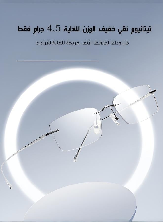 نظارات قراءة خفيفة بدون إطار فوتوكرومية، عدسات ذاتية التلوين لحجب الضوء الأزرق وتنقية الرؤية للاستخدام اليومي داخل وخارج المنزل - Image 5