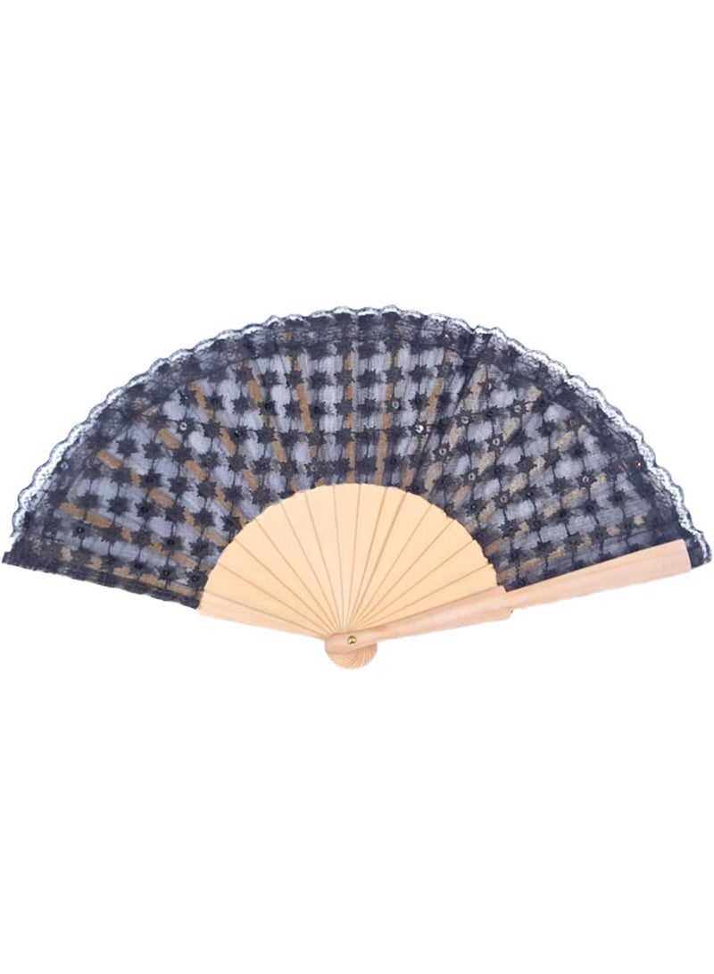 Elegant Black Lace Hand Fan – Lightweight & Foldable for Parties and Events - Image 1