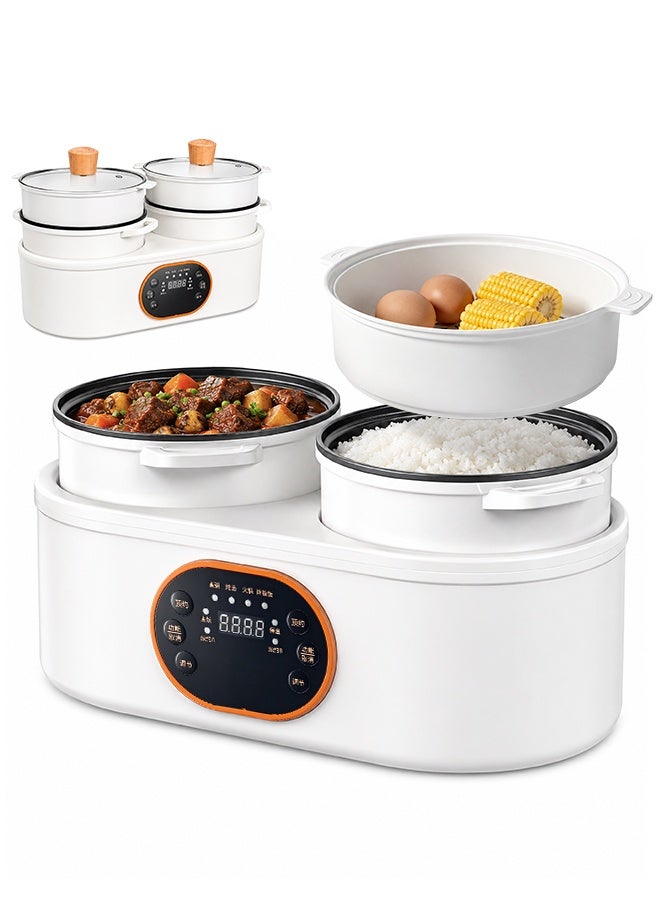 NAFAS Dual Pot Electric Cooker, Total 3.6L (1.8L+1.8L), 1000W Multi‑Function Independent Double Non‑Stick Pots with 24H Delay Timer & 8H Keep Warm, for Rice, Lentil Soup, Stew, Steam & Family Iftar Meals - Image 1