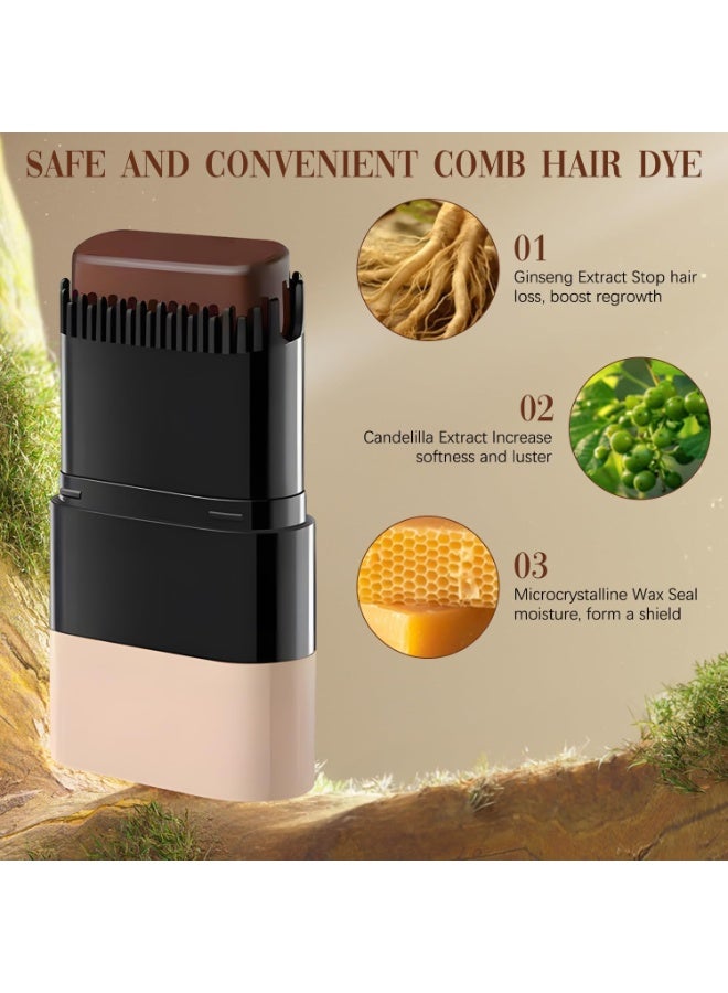 LOVELY 2-in-1 Hair Color Stick & Comb, Waterproof and Sweat-Proof Hair Dye Comb, Instant Convenient Root Touch up for Gray Hair, Touch up Comb for Women and Men(Chestnut Brown) - Image 2