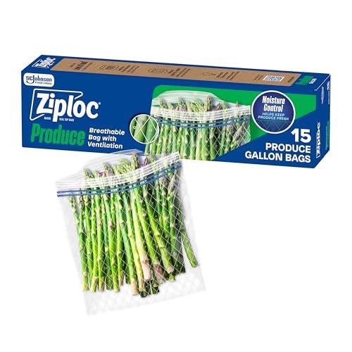 Ziploc Food Storage Produce Bags Seal Top to Keep and Control Moisture 15 Bags Total - Image 2