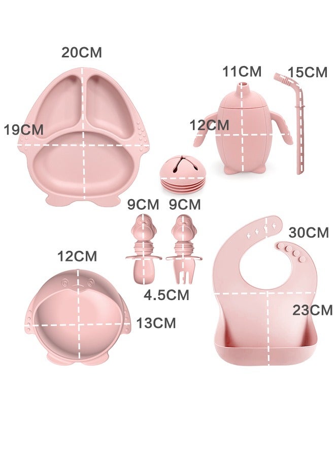8-Piece Suction Plates for Baby, Cartoon Silicone Children Tableware, Food Grade Silicone Baby Plate with Suction Durable Baby Feeding Set,hildren's Silicone Plate Bowl Baby Feeding Tableware, Baby Plate with Suction Durable Baby Feeding Set  - Image 2