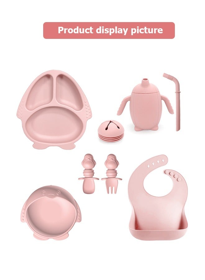8-Piece Suction Plates for Baby, Cartoon Silicone Children Tableware, Food Grade Silicone Baby Plate with Suction Durable Baby Feeding Set,hildren's Silicone Plate Bowl Baby Feeding Tableware, Baby Plate with Suction Durable Baby Feeding Set  - Image 3