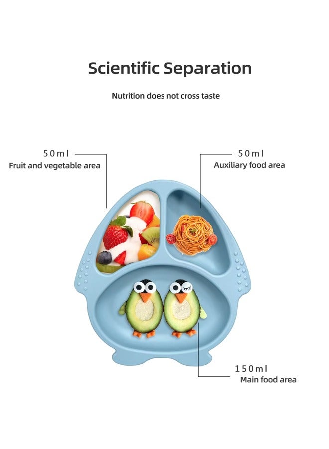 8-Piece Suction Plates for Baby, Cartoon Silicone Children Tableware, Food Grade Silicone Baby Plate with Suction Durable Baby Feeding Set,hildren's Silicone Plate Bowl Baby Feeding Tableware, Baby Plate with Suction Durable Baby Feeding Set  - Image 5