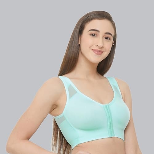 SOIE Front Closure Bra for Women|Full Coverage|Non-Padded & Non-Wired|Cross Back Support & Posture Corrector|Everyday Bra(CB-334 Aqua 4XL) - Image 3