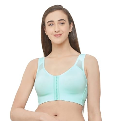 SOIE Front Closure Bra for Women|Full Coverage|Non-Padded & Non-Wired|Cross Back Support & Posture Corrector|Everyday Bra(CB-334 Aqua 4XL) - Image 1