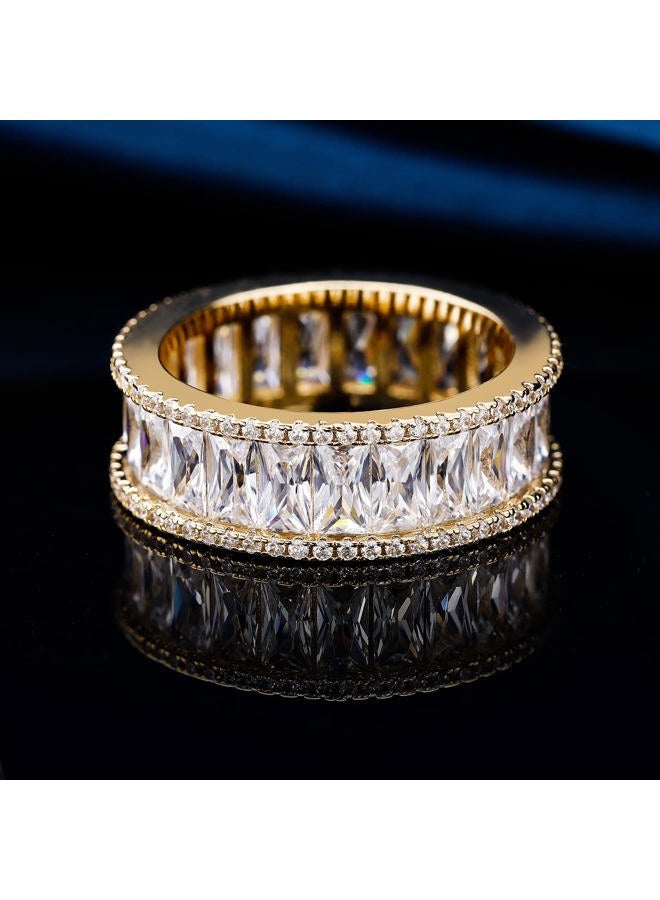 MDFUN 18K Yellow Gold Plated Eternity Rings for Women Cubic Zirconia Wedding Promise Engagement Band Size 5-10, Brass, Cubic Zirconia - Image 3