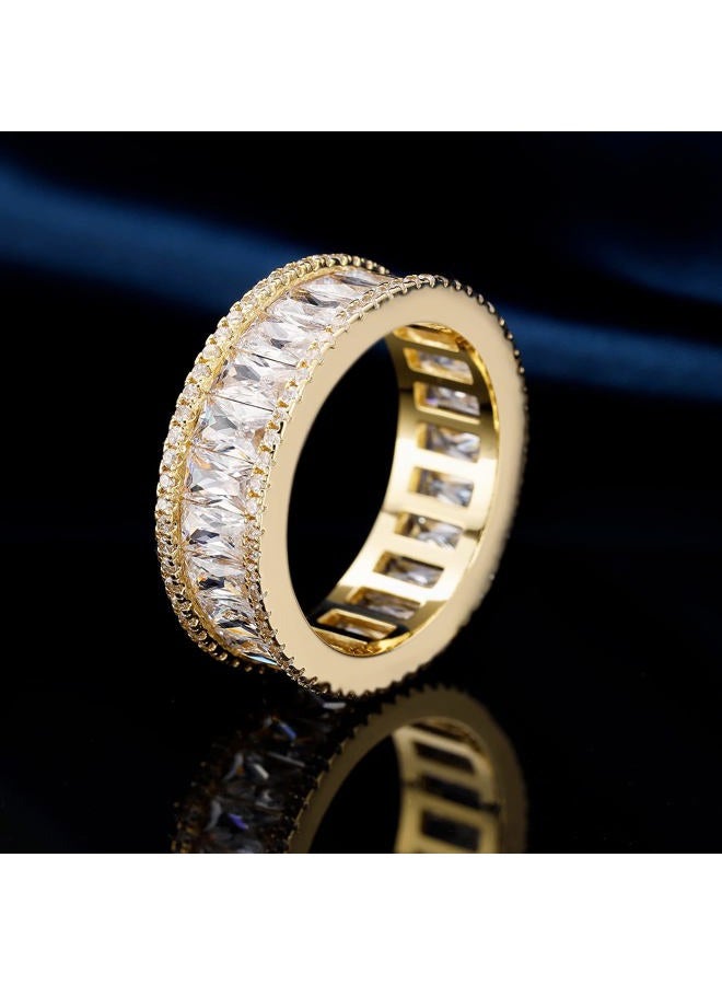 MDFUN 18K Yellow Gold Plated Eternity Rings for Women Cubic Zirconia Wedding Promise Engagement Band Size 5-10, Brass, Cubic Zirconia - Image 4