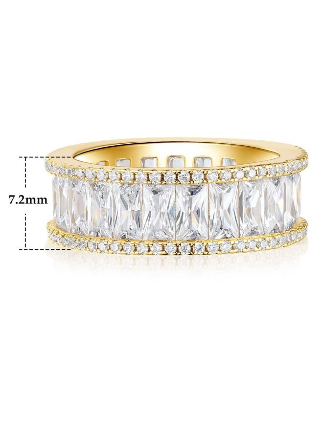 MDFUN 18K Yellow Gold Plated Eternity Rings for Women Cubic Zirconia Wedding Promise Engagement Band Size 5-10, Brass, Cubic Zirconia - Image 5