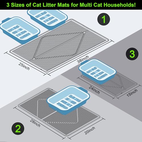 Mofason Cat Litter Mat XXL - Waterproof Kitty Litter Box mat for Floor - Extra Large Pet Trapping Litter Rug Pad - Silicone Cat Supplies & Accessories for Indoor Cats (38" x 25") -Grey - Image 3