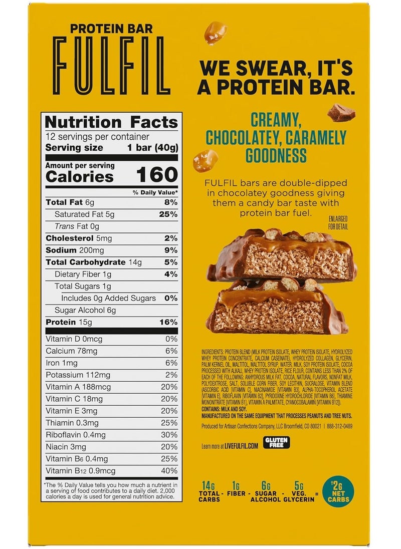 Fulfil Protein Bar, Chocolate Salted Caramel, 12 Bars Each 1.41 oz (40g)  - Image 3