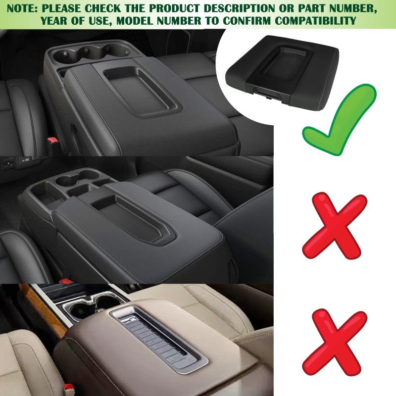 omoZone Front Seat Center Console Armrest Lid Cover with Liner Mat Black Compatible with 2014-2019 Chevrolet Chevy Silverado Suburban Tahoe GMC Sierra Yukon XL Replaces 22881398 22876379 - Image 5