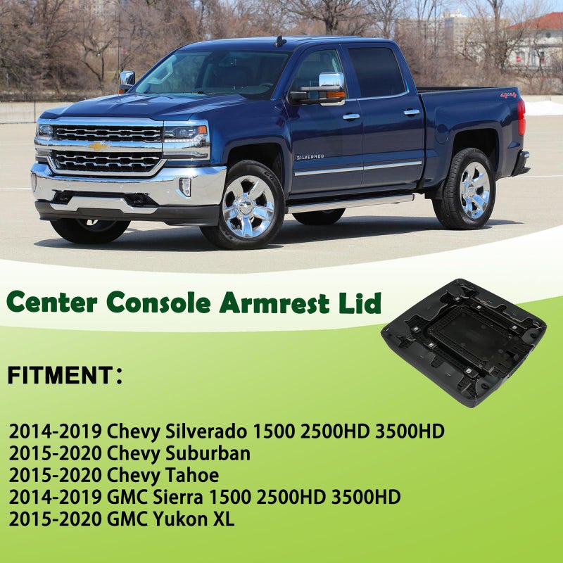 omoZone Front Seat Center Console Armrest Lid Cover with Liner Mat Black Compatible with 2014-2019 Chevrolet Chevy Silverado Suburban Tahoe GMC Sierra Yukon XL Replaces 22881398 22876379 - Image 3
