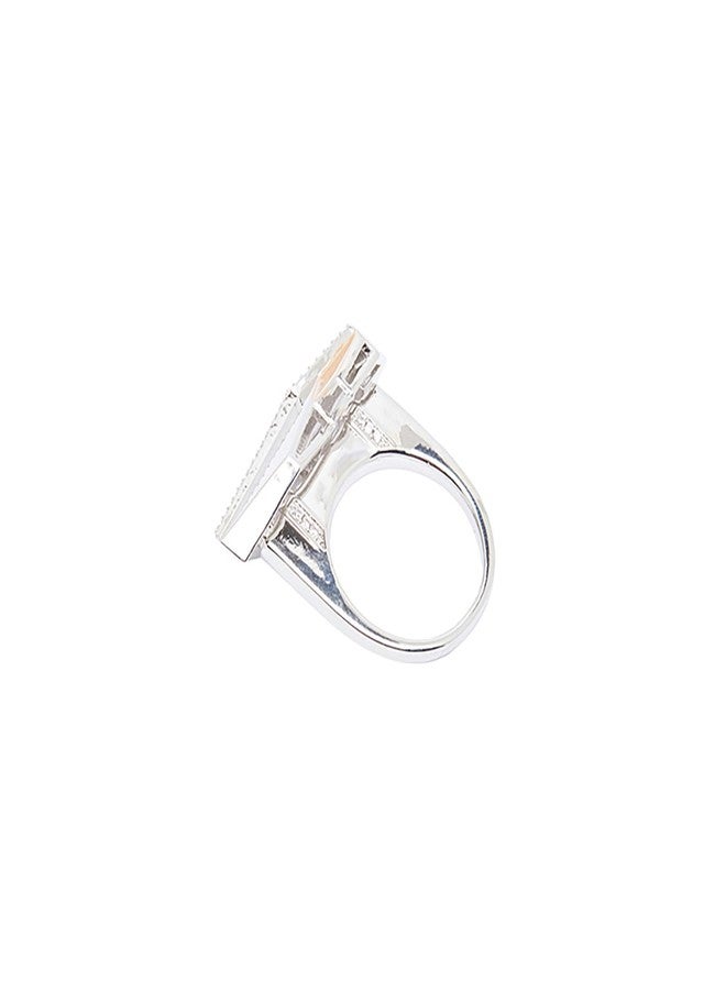 Shaze Cognizant Ring | Minimal ring | Made of Brass | cubic zirconina stones | Color - Silver - Image 3