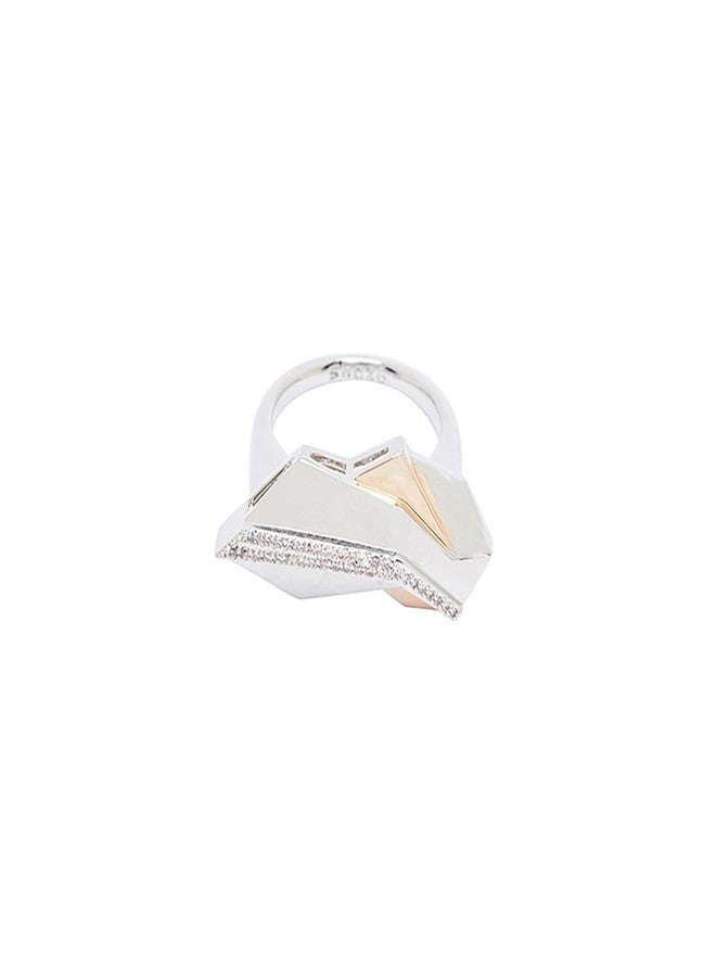 Shaze Cognizant Ring | Minimal ring | Made of Brass | cubic zirconina stones | Color - Silver - Image 1