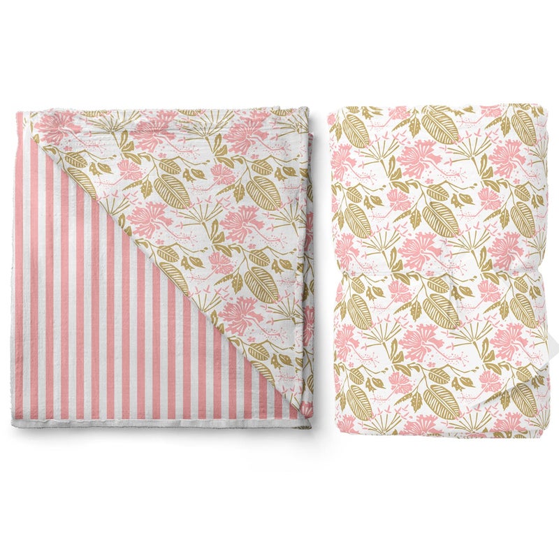 Kiddery Floral Luxury Muslin Blanket Dohar 100 Muslin Cotton Breathable Soft Used for Nursing Crib Blanket Stroller Cover Newborn Toddler Edition Girls 107cm x 103cm - Image 1