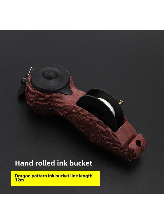 Bamboo Ink Bucket Plastic Ink Bucket Dragon Pattern Ink Bucket Automatic Woodworking Line Drawing Manual Spring And Release Line Carpenter Tool Self-rolling Ink Cartridge-Model:Hand-rolled Ink Bucket With Dragon Pattern  - Image 1