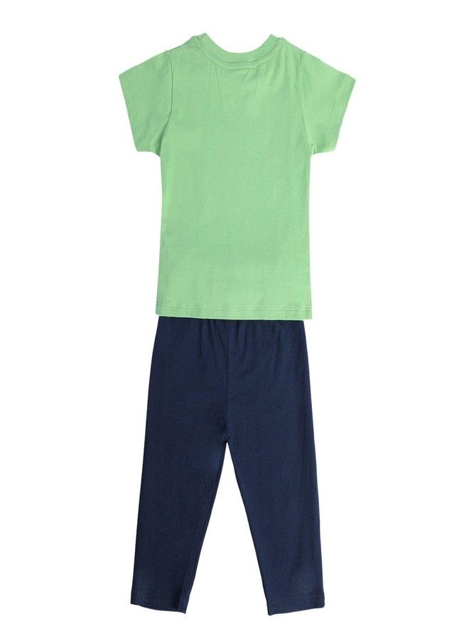 miniklub Baby Round Neck Knitted Cotton Green/Blue Color Printed Clothing Set, Pack Of 2 (18-24M) - Image 3