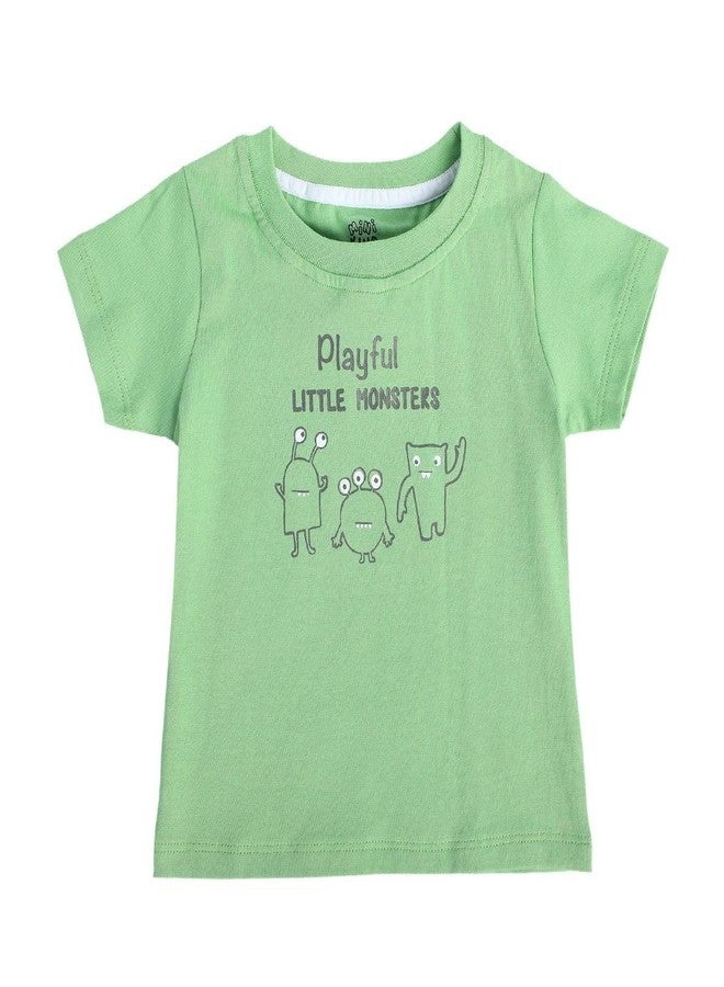 miniklub Baby Round Neck Knitted Cotton Green/Blue Color Printed Clothing Set, Pack Of 2 (18-24M) - Image 4