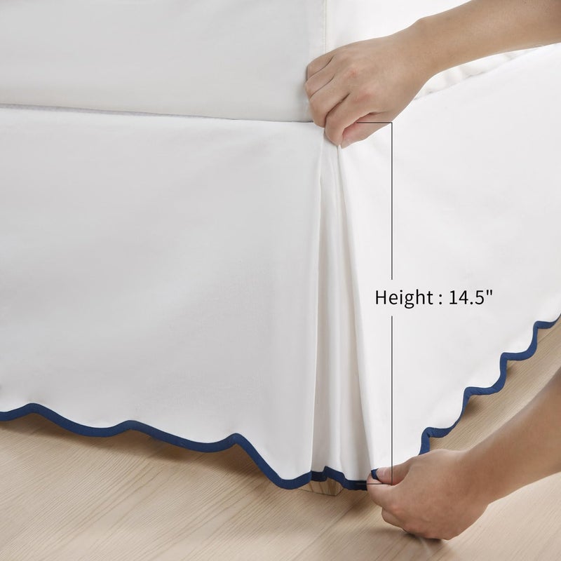 Hi -G HIG Off-White Chic Full Bed Skirt - Easy Fit Scallop Edge Pleated Bedskirts, 14 Inch Drop Anti-Slip Dust Ruffle, Thick Fabric for Enhanced Privacy, Pre-Washed for Long-Lasting Use(N60022) - Image 4