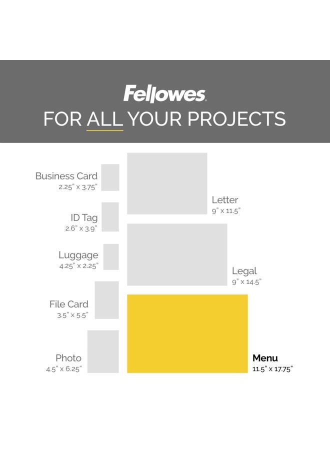 Fellowes أكياس الترقق الساخنة، 3 مل، حجم القائمة، 50 في العبوة (52013) - Image 2