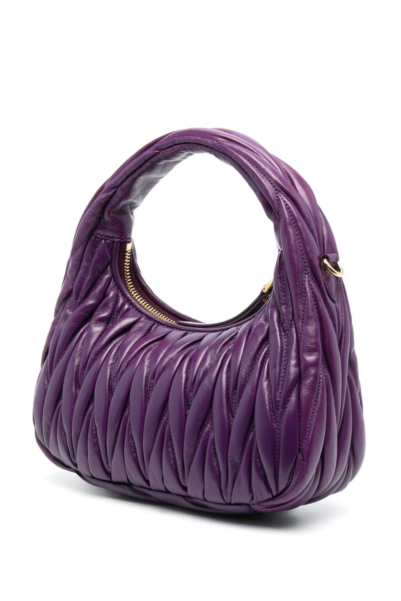 Miu Miu MIU Wander nappa leather hobo Shoulder Bag With Crossbody Strap Zip Closure  - Image 2