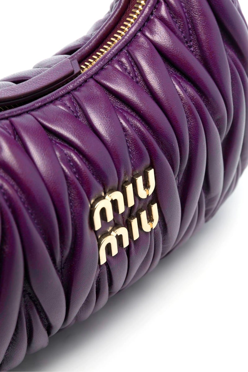 Miu Miu MIU Wander nappa leather hobo Shoulder Bag With Crossbody Strap Zip Closure  - Image 3