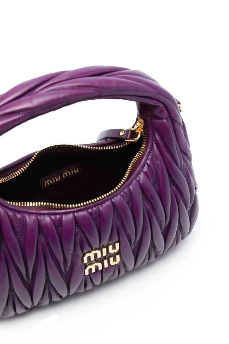 Miu Miu MIU Wander nappa leather hobo Shoulder Bag With Crossbody Strap Zip Closure  - Image 4