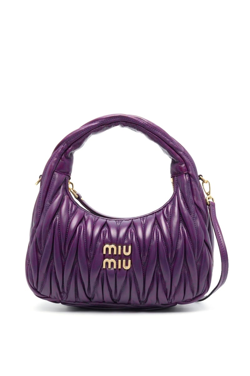 Miu Miu MIU Wander nappa leather hobo Shoulder Bag With Crossbody Strap Zip Closure  - Image 1