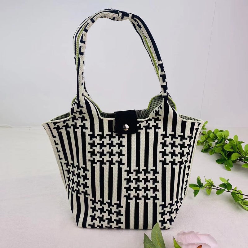 New Knitted Handbag Women'S Thickened Polyester Stereo Bag Going Out All-Match Woven Bag Knitted Bag - Image 1