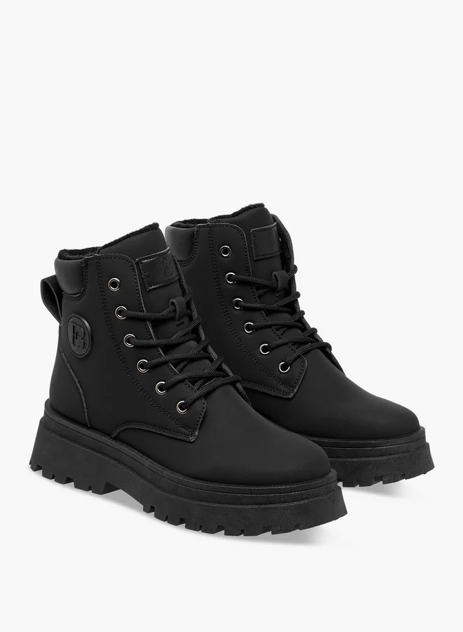 فلورا بيلا من شو إكسبرس Panelled Ankle Boots with Lace-Up Closure
