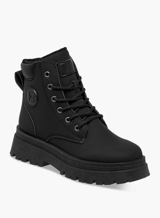 فلورا بيلا من شو إكسبرس Panelled Ankle Boots with Lace-Up Closure