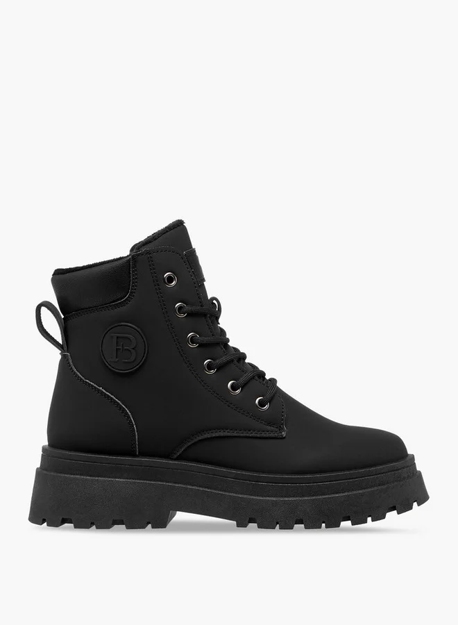Flora Bella By Shoexpress Panelled Ankle Boots with Lace-Up Closure