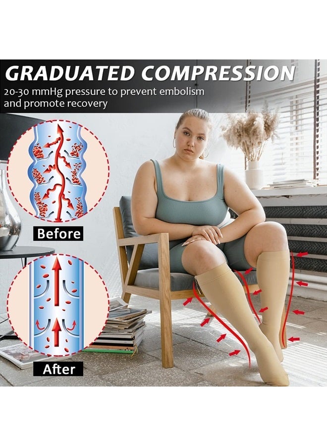 Zipper Compression Socks for Men Women - 20-30 mmHg Close Toe Knee High Medical Compression Socks with Zipper, Zip Up Socks for Varicose Veins, Edema, Recovery, Pregnant, Nurse - Image 1