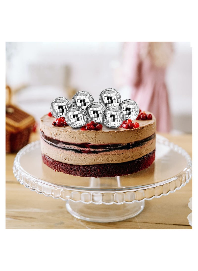 SYOSI 24 Pcs Disco Cupcake Accents, 70s Party Cake Toppers Shimmering Cupcake Embellishments Mirror Ball Dessert Toppers Disco Ball Table Centerpiece Decor for 70s Disco Themed Dance Party Supplies(2.7CM) - Image 2