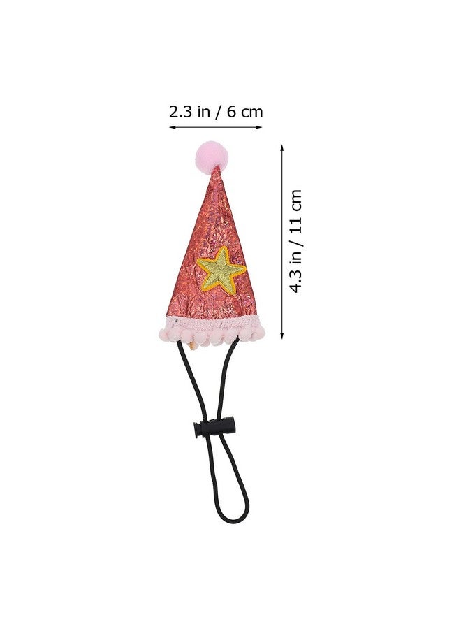 STOBOK 1Pc Pink Star Hat, Bearded Dragon & Small Animals Christmas & Halloween Reptile Costume, Modern Unisex Pet Apparel, Cotton/Polyester, 4.3x2.3inches - Image 2